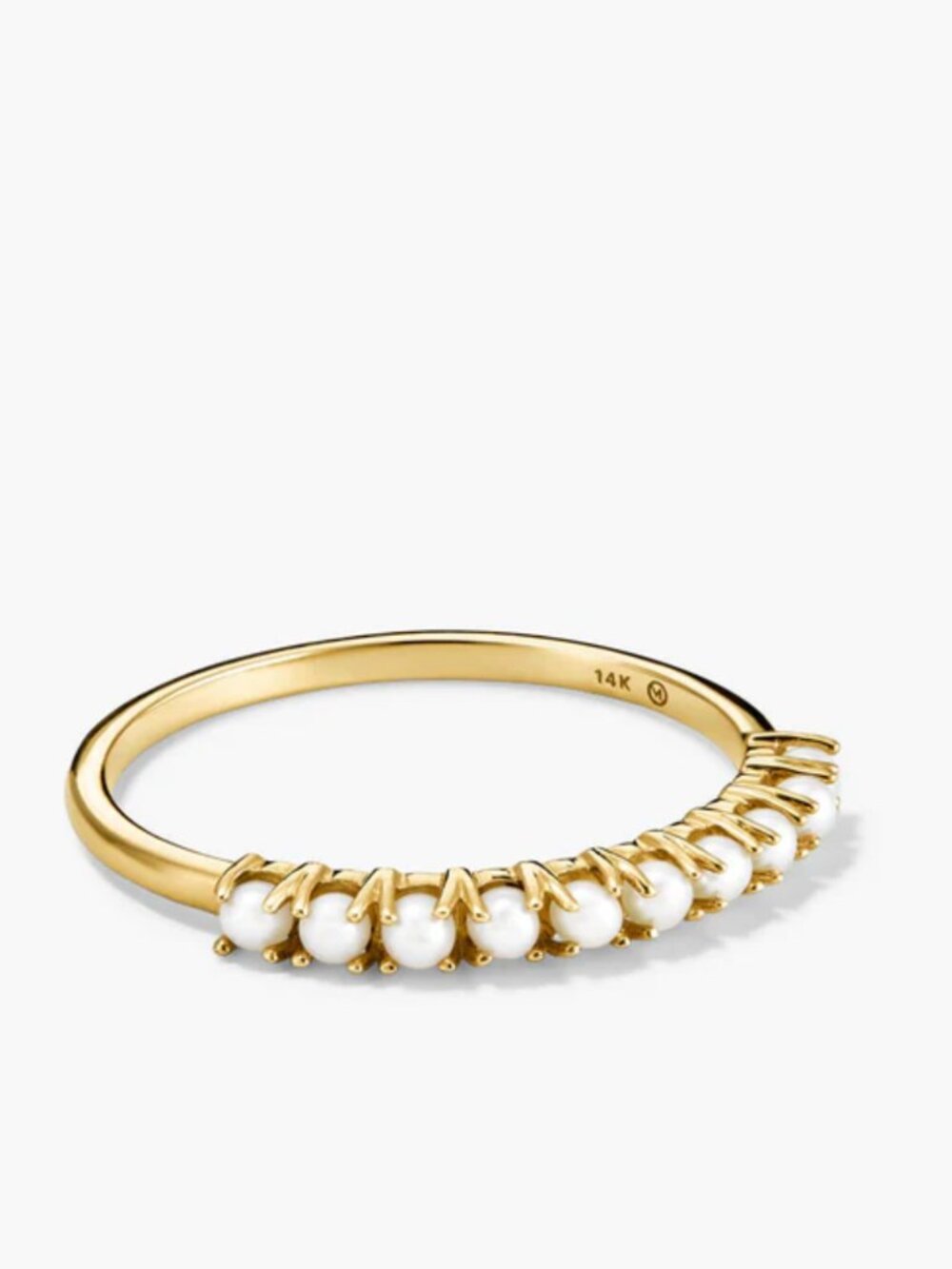 Mejuri Pearl Half Eternity Ring. Size 4.